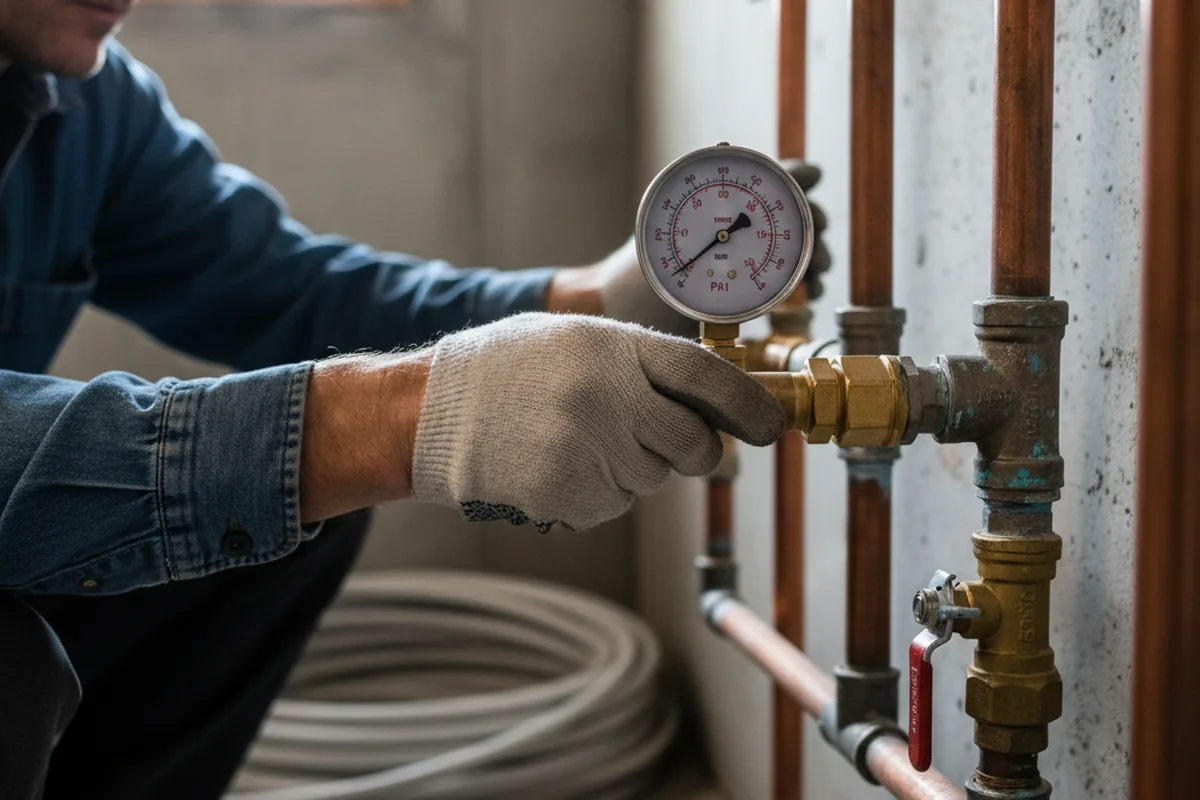 Pressure testing a repaired line during Water Line Repair in Holly